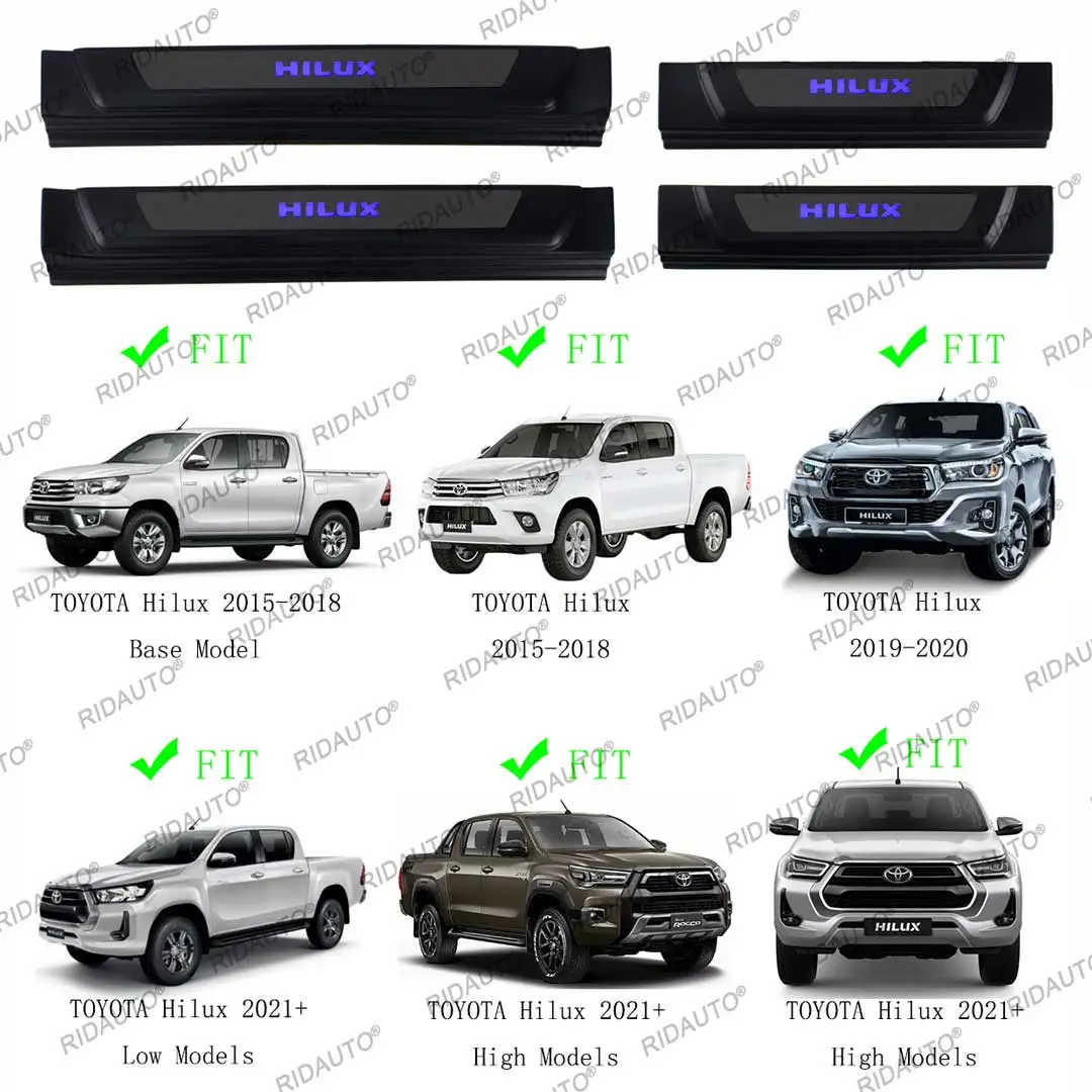 LED Pickup Threshold Strip For Toyota Hilux REVO 2015 2019 2023 Door Sill Scuff Plate Protector Trim Pedal Sticker Accessories