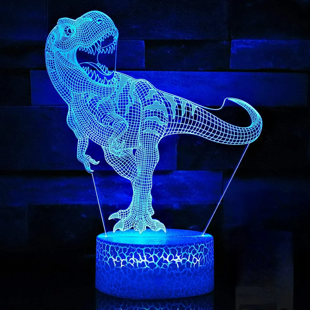 

Настольная лампа-динозавр T Rex, светодиодный ночсветильник 3D для мальчиков с дистанционным управлением, сенсорным управлением, питанием от USB, питанием от аккумулятора, подарок
