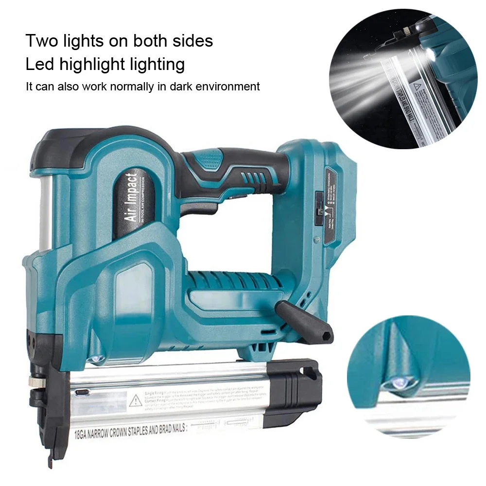 

18V Cordless Electric 2 in 1 Nailer/Stapler Gun with 200pcs F50 and 9032(K432) Nail Compatible For 18v B Series Lithium Battery