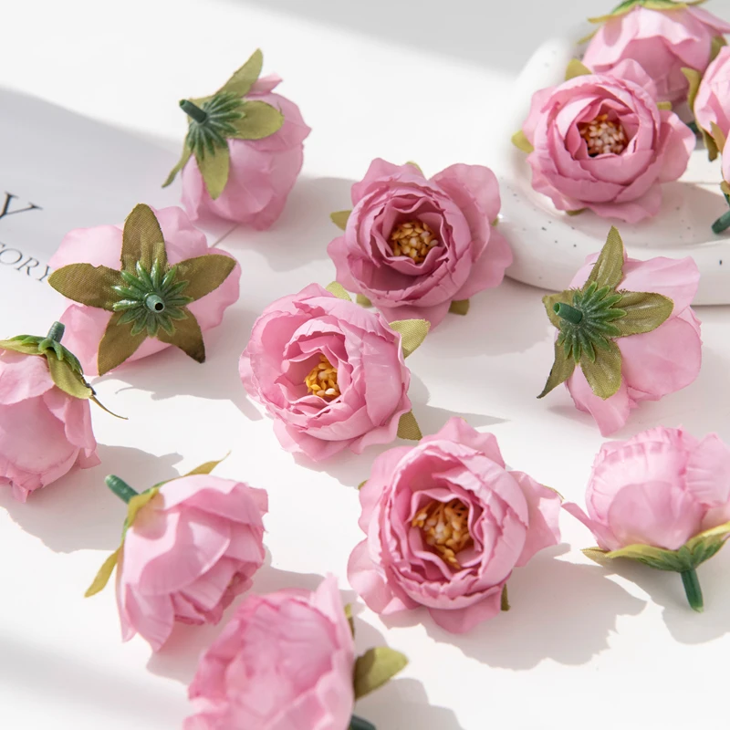 10 Stück Künstliche Blumen für Scrapbooking, Hochzeitsdekoration, Valentinstagsgirlande, Heimdekoration, Kunstseiden-Pfingstrosen, Gartenrosenbogen – Detail 10