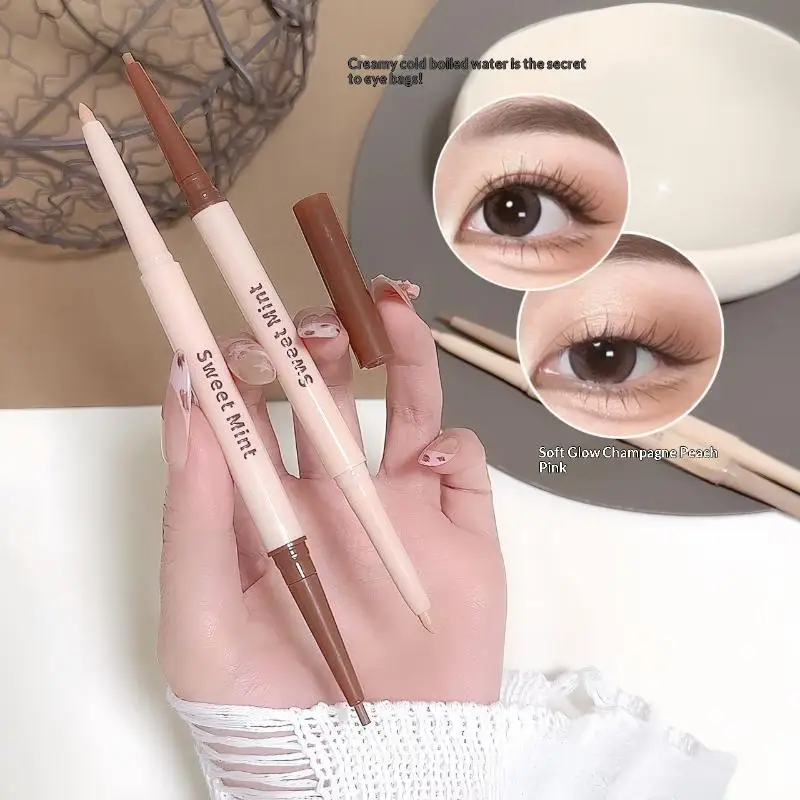 Double Head Eyeliner Pen Lying Silkworm Eye Brighten Bronzer 2 in 1 Waterproof And Durable Not Easy To  Dye Natural Makeup view 3