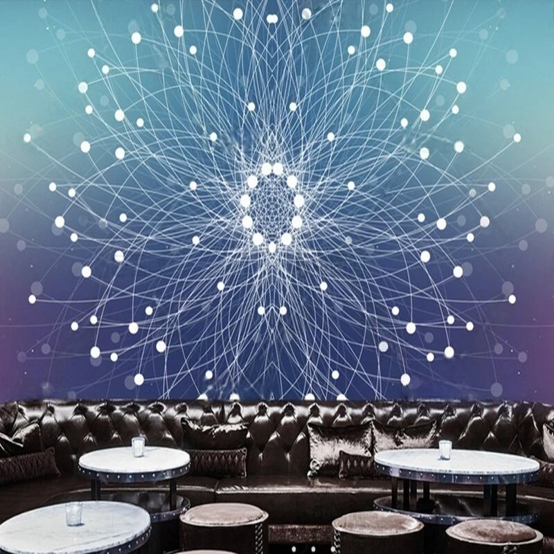 Creative Geometric Lines - Blue Cool Lighting Effect-Hotel KTV Industrial Style Bedroom Poster Wall Sticker Decoration Wall