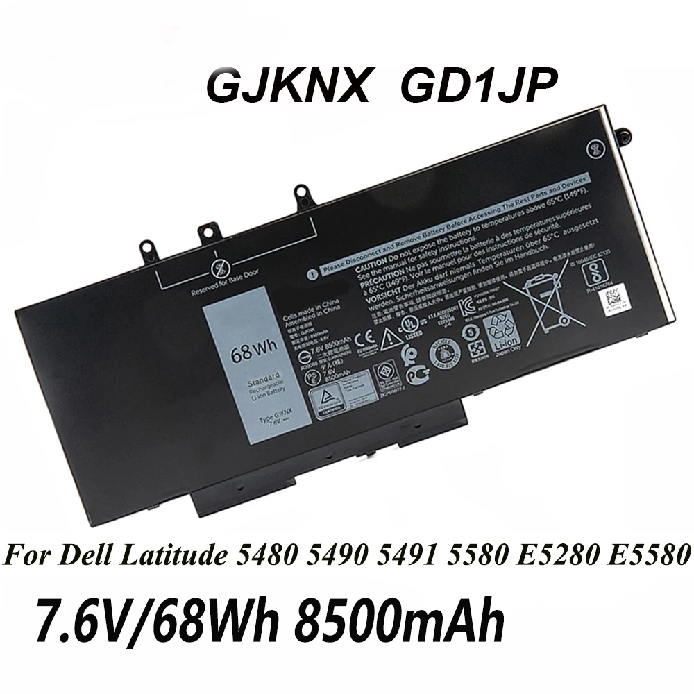 GJKNX 68Wh 7.6V Laptop Battery For Dell Latitude 14 5490 15 5580 5590 5488 E5580 E5590 E5480 Precision 15 3520 Series