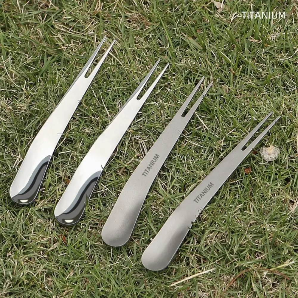 Ultralight Outdoor Titanium Dessert Fork Stainless Steel/ Titanium Dual-Use Camping Tableware Fork Spoon Portable Multistyles