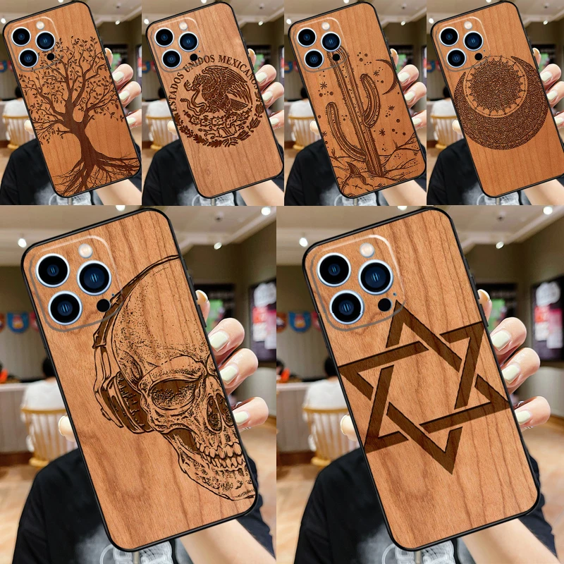 Tree Rose Skull Cactus Wood Case For Samsung Galaxy M31 M21 M11 M20 M23 M54 M14 M34 M13 M52 M32 M12 M16 M36 M56 M15 M55