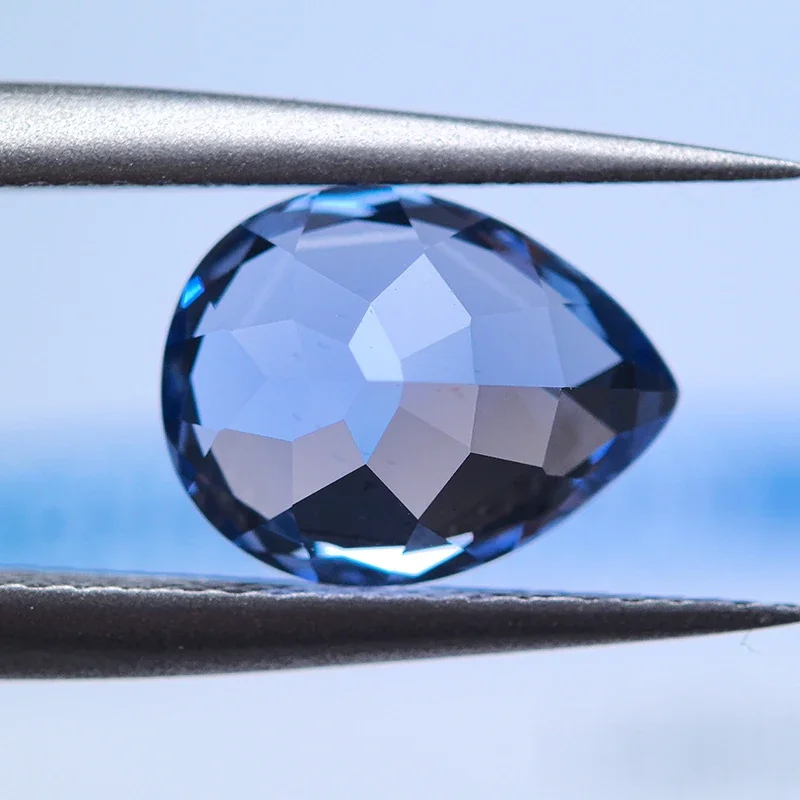 Laborgezüchteter Saphir, Birnenförmiger Schliff, Kornblumenfarbe, DIY-Charms, Schmuckherstellung, Ring, Halskette, Ohrringe, Hauptmaterialien, Zertifikat – Detail 5