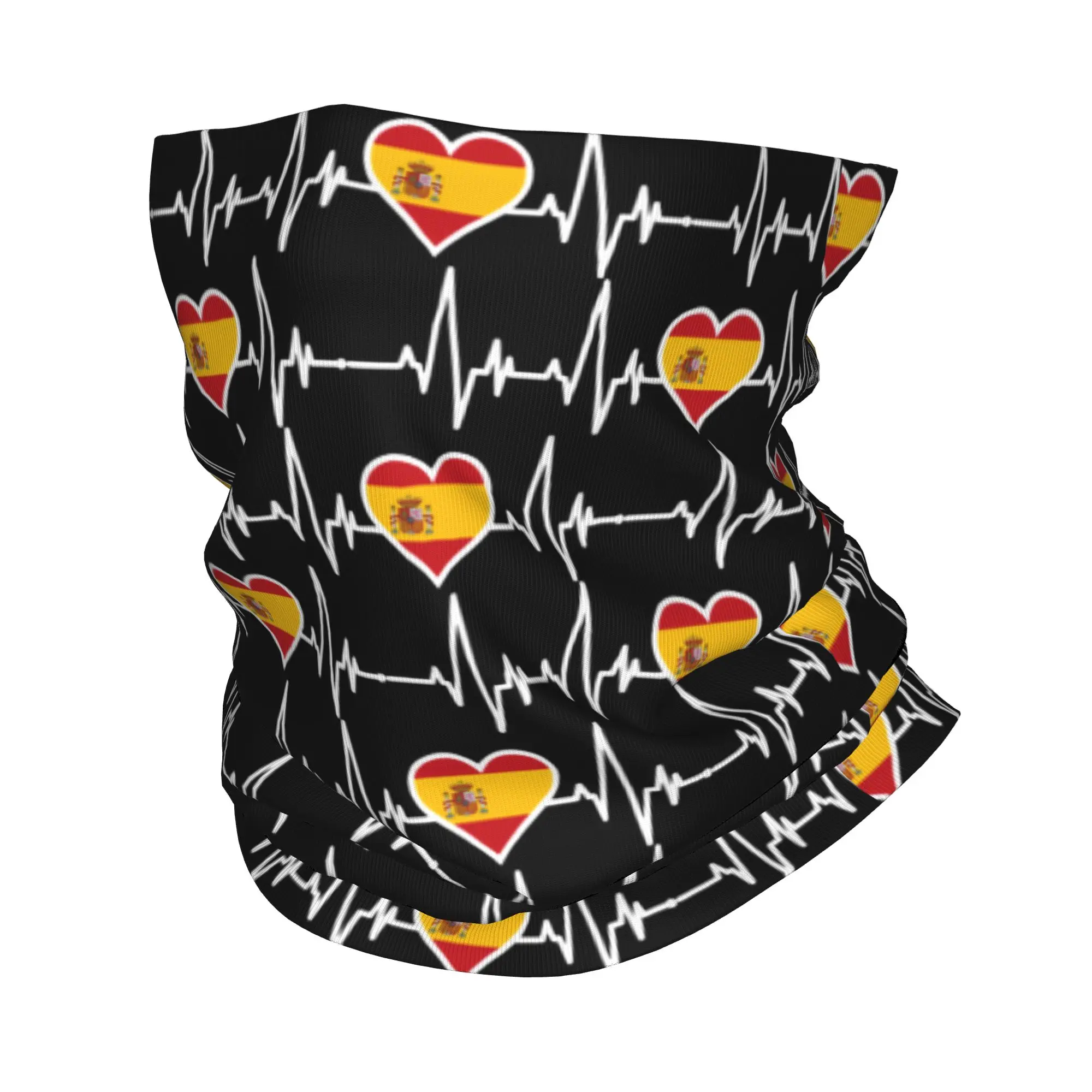 

Пользовательские испанские сердцебиение флаг Испании гетры для мужчин и женщин УФ-защита для лица зимняя бандана шарф для езды на велосипеде