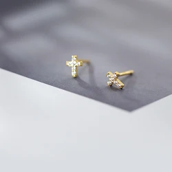 La Monada Womens Earrings Silver 925 Shine Mini Christ Cross 925 Silver Earrings For Women Silver Stud Earrings Girls Ladies