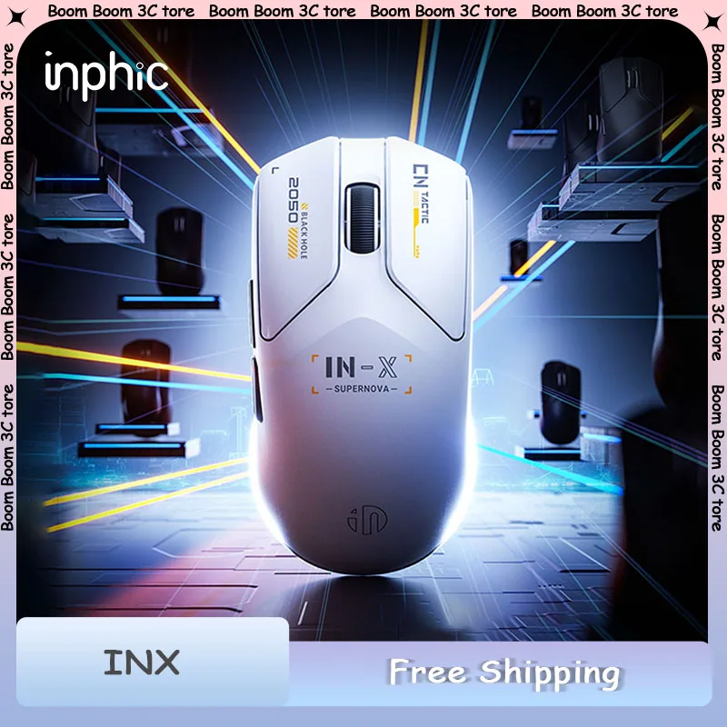 

Inphic INX Gaming Mouse Dual Mode Wireless PAW3395 8K Ergonomic Lightweight Mecha Style E-sports Mouse PC Office Accessories
