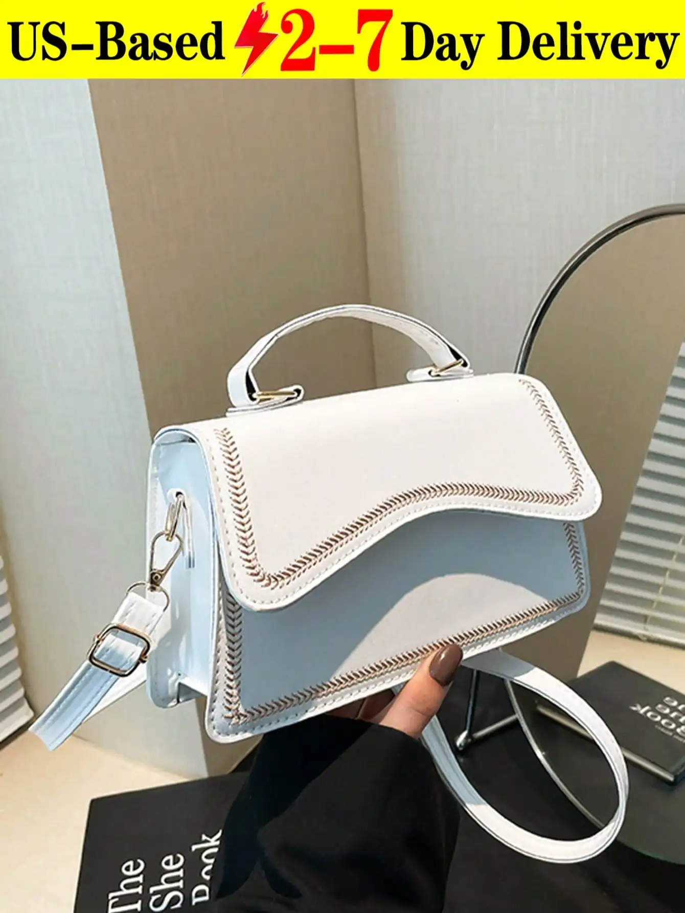 New, Fresh, Beautiful, And Simple Small Square Bag For Women, Fashionable Shoulder Bag, Solid Color Handbag, Crossbody Bag, Women's Style, Autumn And Winter Style, Shoulder Bag, Moon Bag, Women's Wallet, Women's Tote Bag, Women's Handbag, Evening Bag, Han