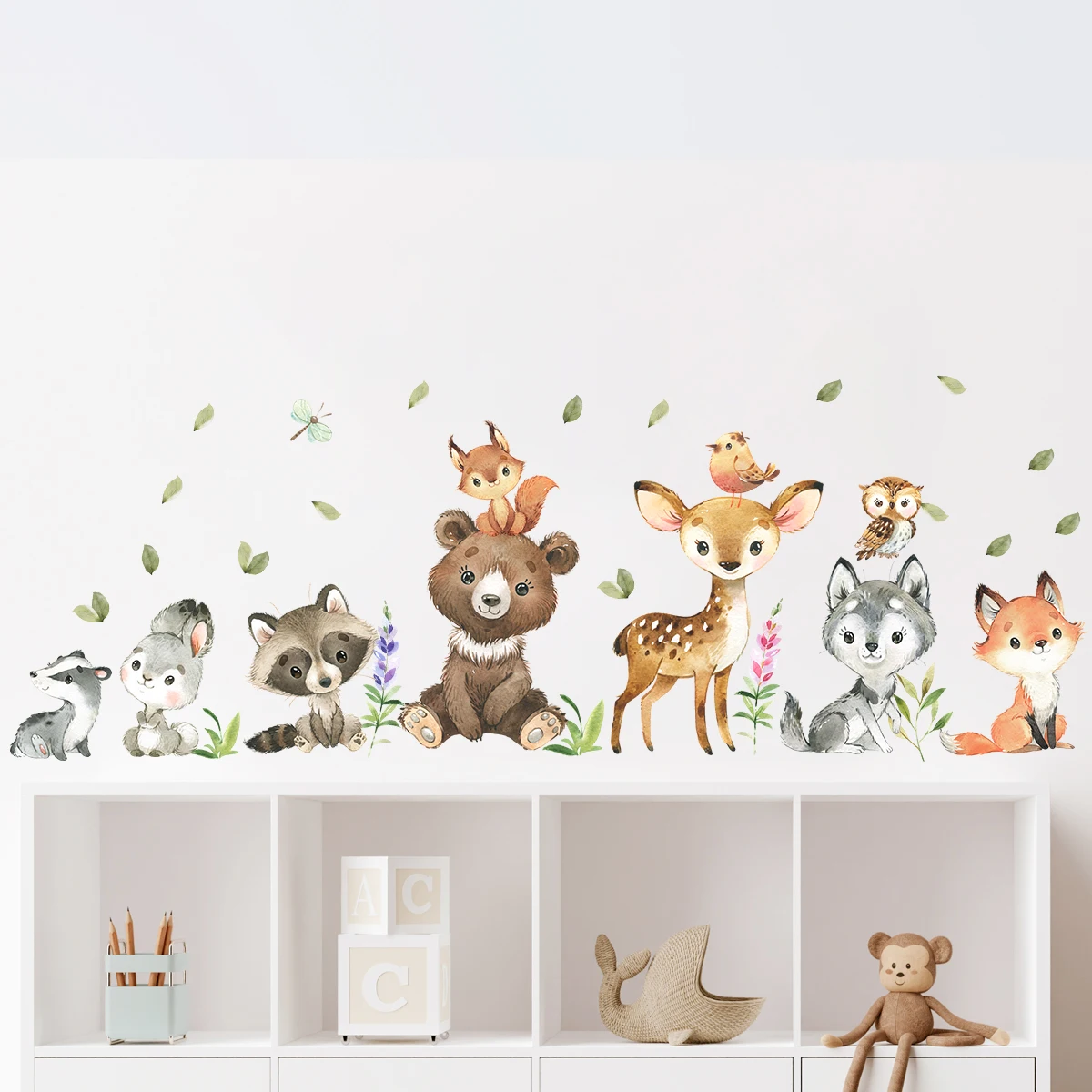 1Pc Cartoon Bear Deer Wall Stickers on The Wall Decoration for Bedroom Children Room Sweet Home Decor for Living Room Wall Decal