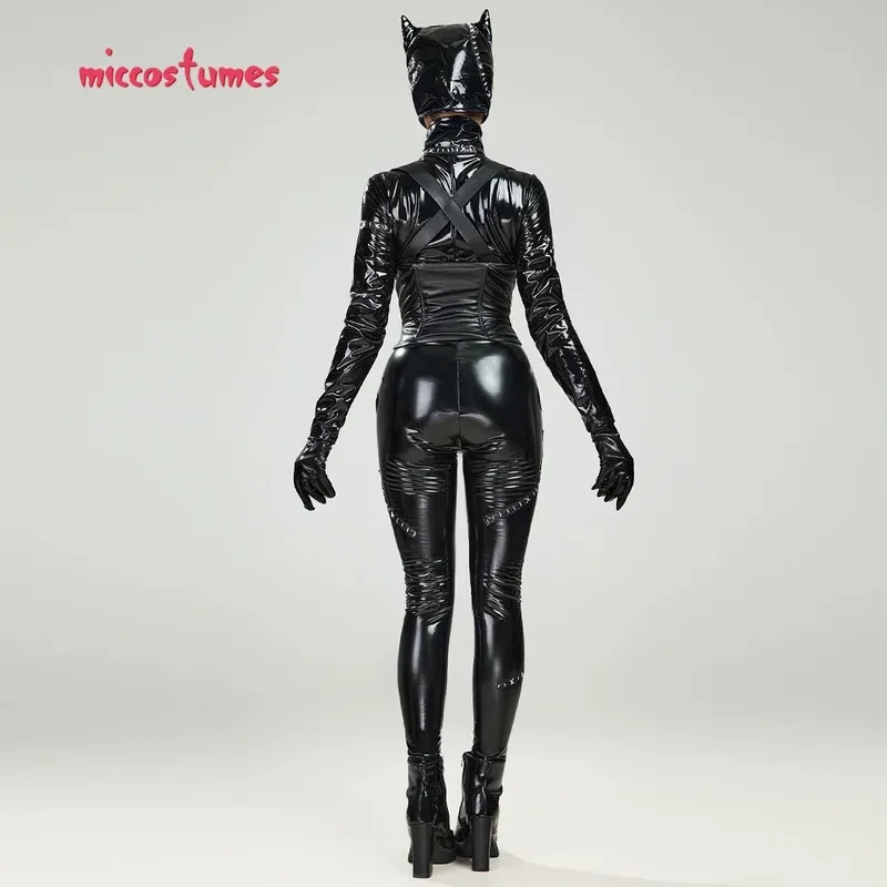 miccostumes Womens Costume Anime Catsuit Cat Bodysuit Jumpsuit Zipper Front With Corset Halloween Cosplay Costumes