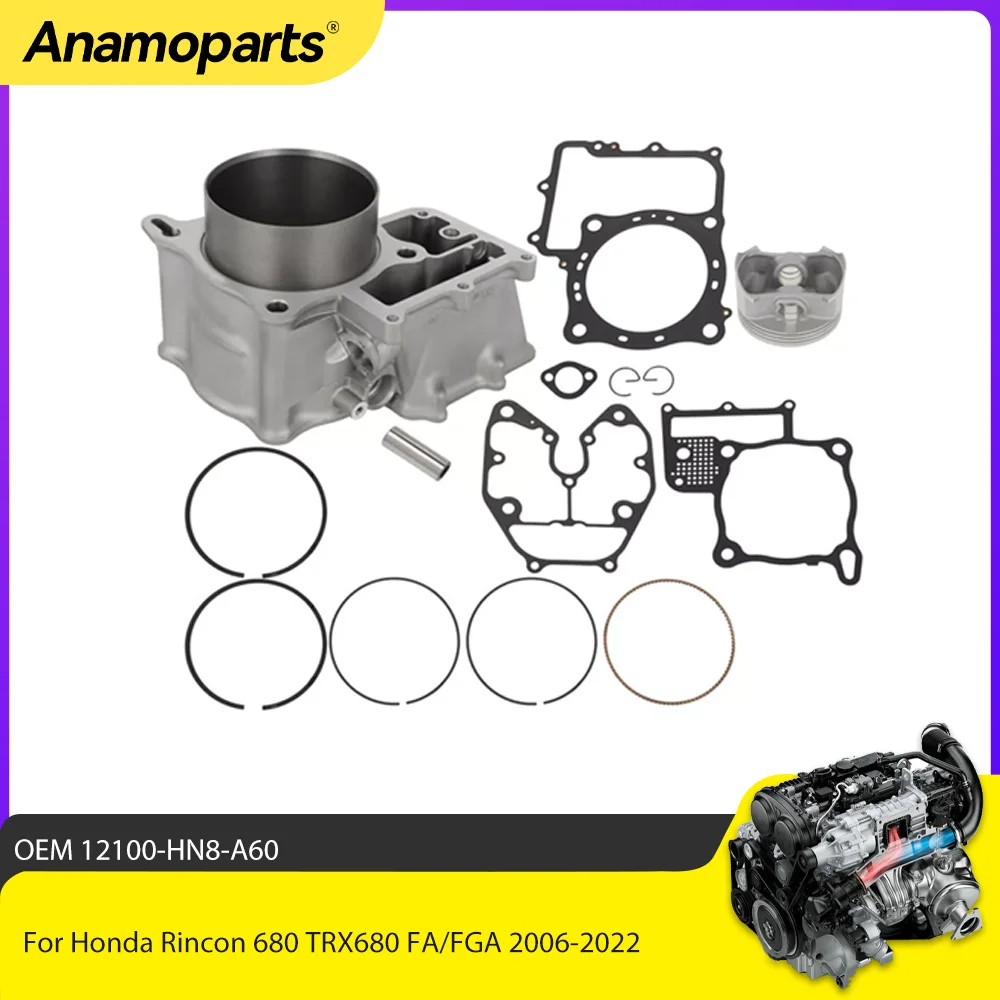 Motor cylinder piston gasket Rebuild Overhaul kit for 2006-2022 Honda Rincon TRX680 SXS MUV700 Cylinder Bore 102mm 12100-HN8-A60