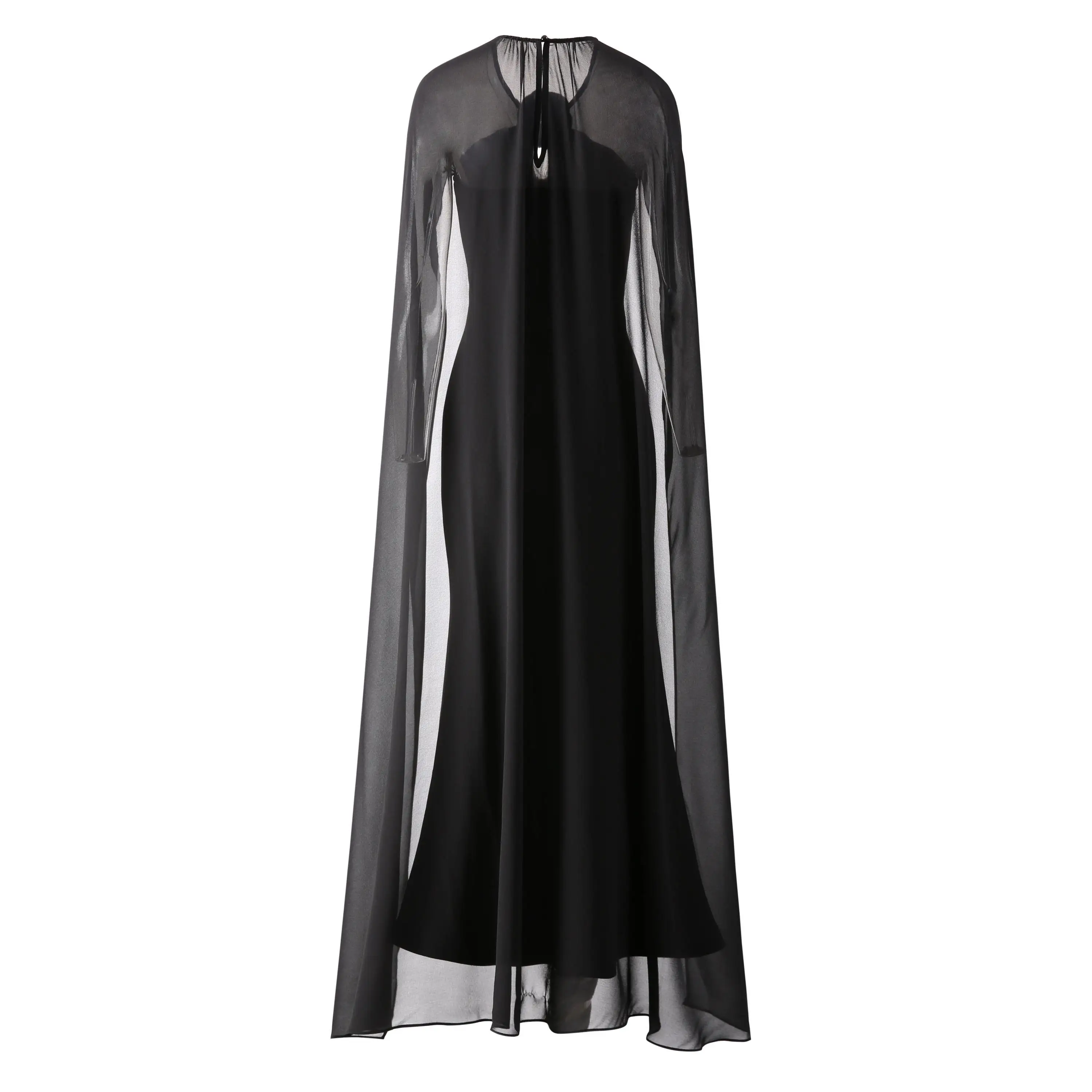 Women Cape Cloak Sleeves Maxi Dress 2024 Summer Spring Camellia O-Neck Luxury Evening Long Dresses Gowns for Women Wedding Party