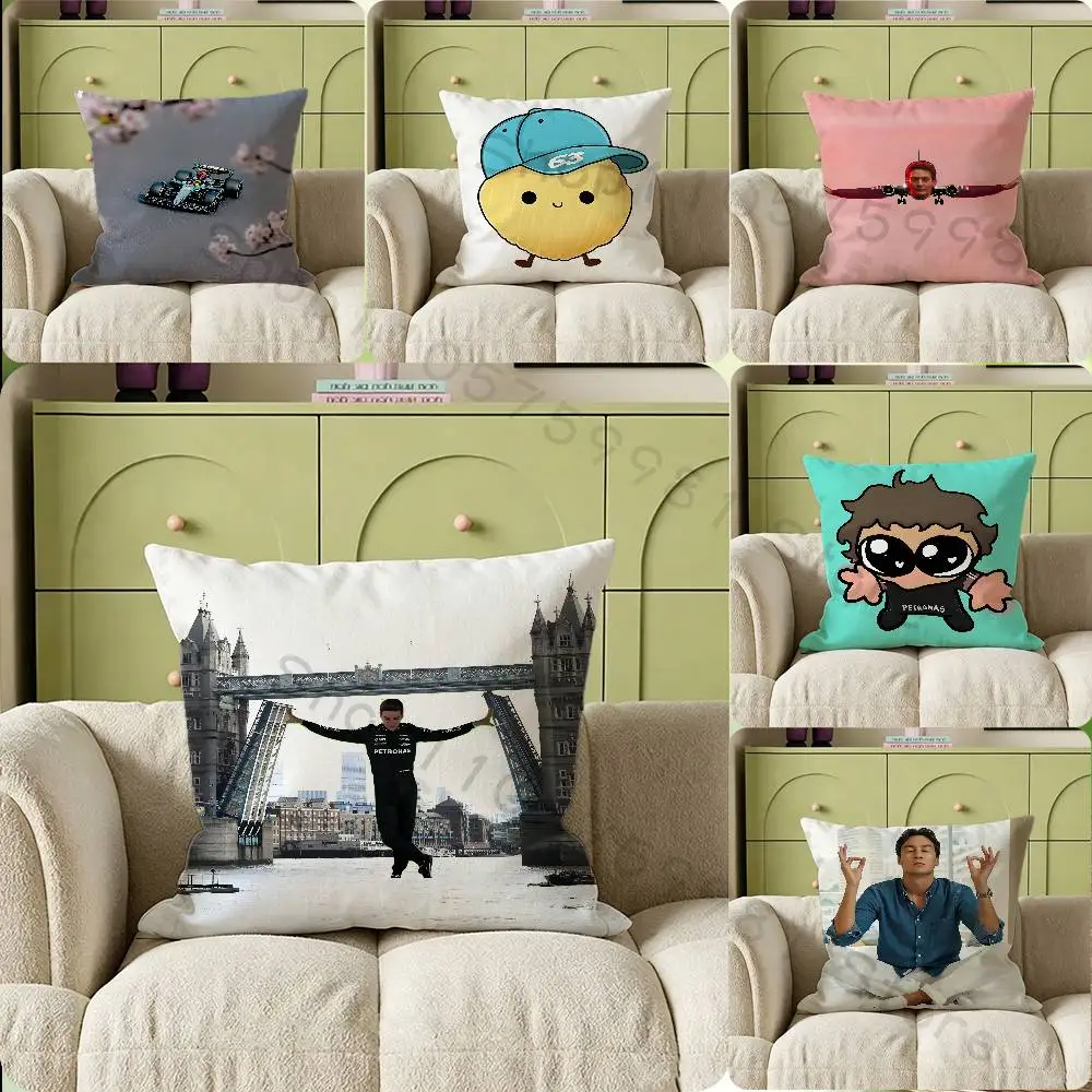 Racer G-George Russell Cartoon Print Throw Pillow Cover Square Cushion Case for Living Room Bedroom Decor