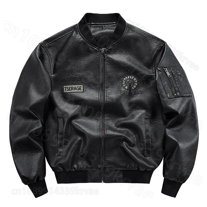 New men's PU jacket youth handsome large size locomotive jacket leather men's motorcycle jacket men