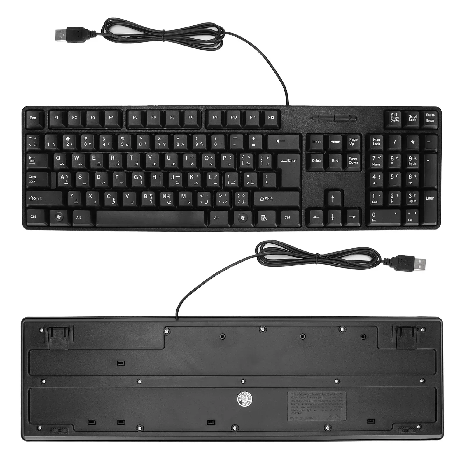 Keyboard Komputer Desain Ergonomis Keyboard Mekanis Arab Inggris Berkabel USB Tahan Lama untuk Laptop PC