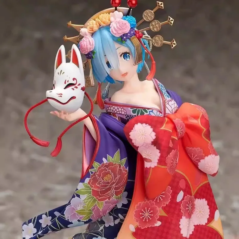 

Anime Figure And Japanese Kimono Rem Figure Model Pvc Action Doll Collection Doll Fashionable Cute Creative Decoration Desktop