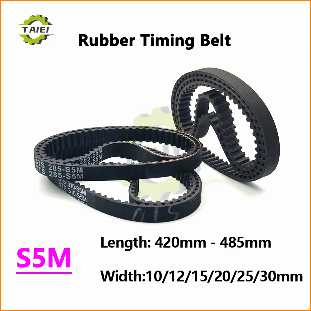 

S5M Rubber Synchronous Belt Length 420 425 430 435 440 445 450 455 460 465 470 475 480 485mm Width 10-30mm S5M Timing Drive Belt
