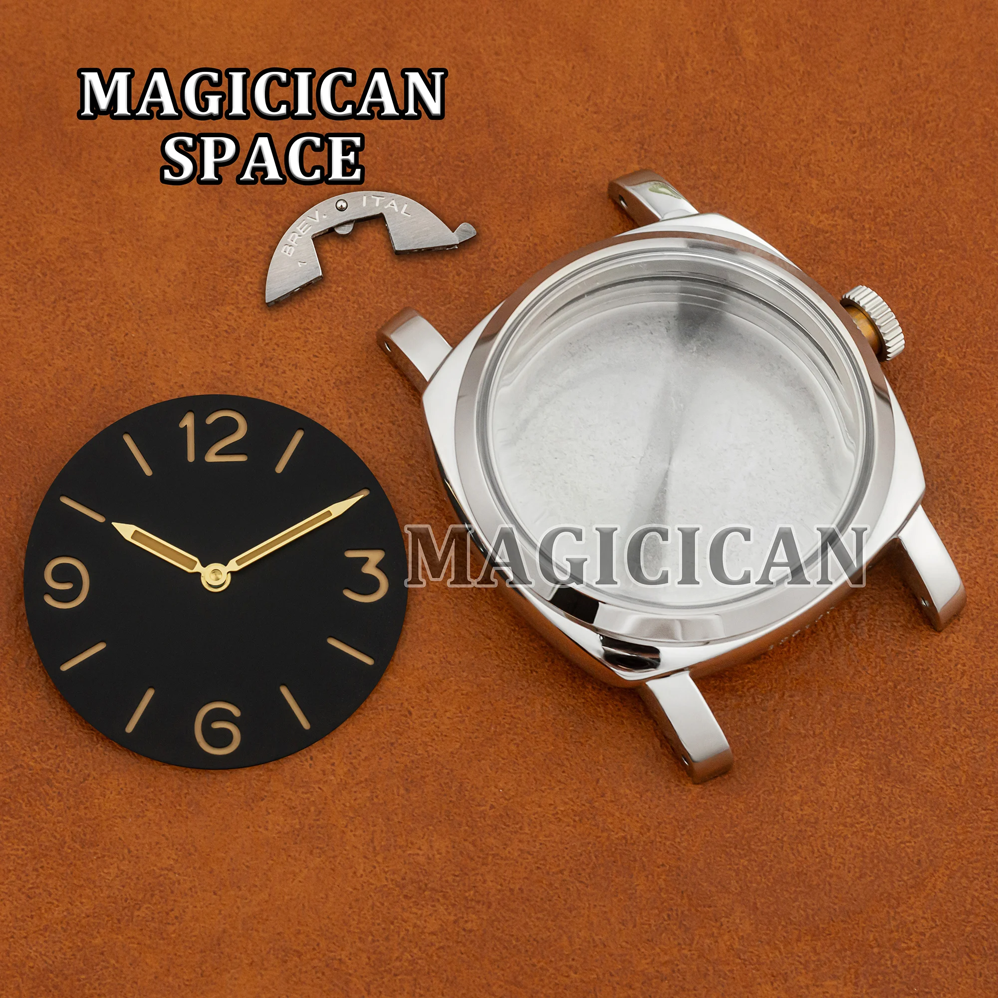 47mm Vintage Retro Case Dial Hands for PAM 6152 10ATM Waterproof Watch Case ETA 6497/6498/ST3600 Movement Watch Mod Parts