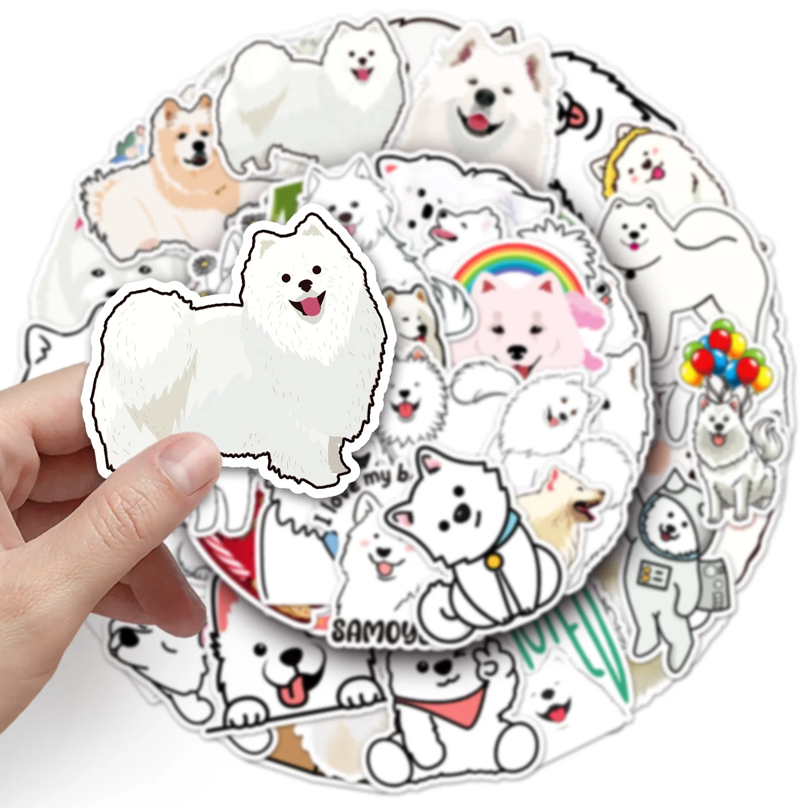 10/30/50PCS Cartoon Samoyed Cute Dog Sticker Animal iPad Luggage  Car Water Cup Guitar DIY Wall Sticker Toy Decoration Wholesale