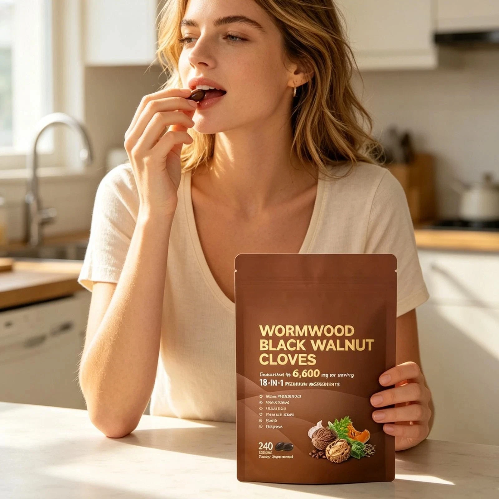 18-in-1 Wormwood Black Walnut Clove Softgels 6600mg Herbal Blend with Garlic Pumpkin Seed Oregano Daily Wellness 240 Softgels