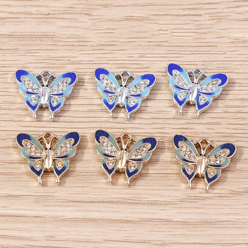 10pcs Elegant Crystal Flying Butterfly Charms Pendants for Jewelry Making Women Fashion Drop Earrings Necklace DIY Craft Supply