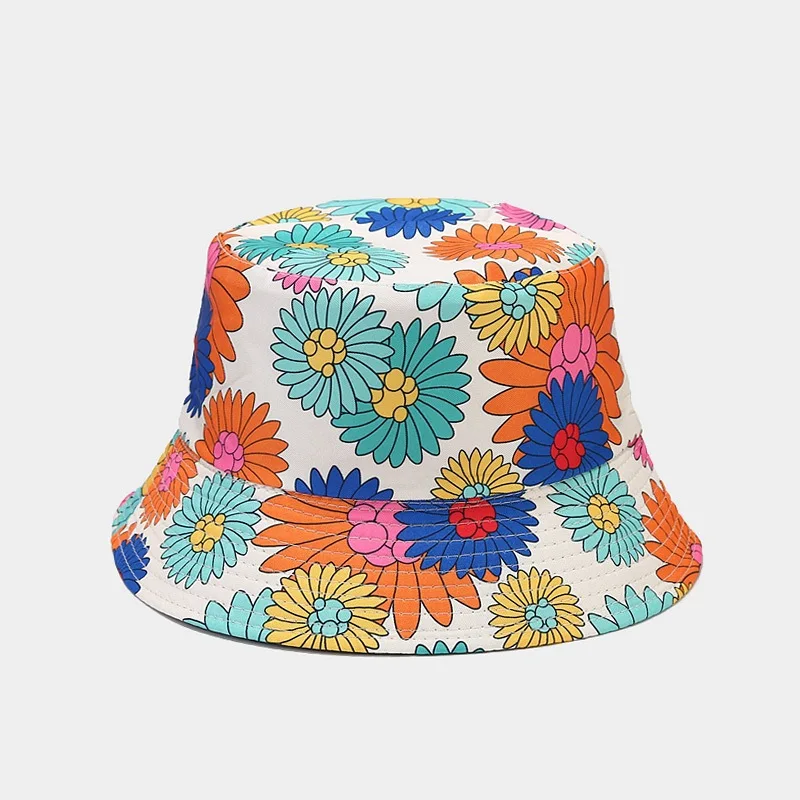 2023 10 Styles Cotton Flower Print Bucket Hat Fisherman Hat Outdoor Travel Sun Cap For Men And Women 86