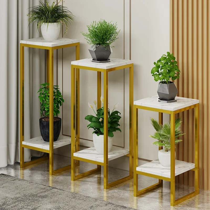 Custom Size Golden Metal Iron Plant Rack Indoor Flower Pot Stand Stainless Steel Flower Display Stand Rack