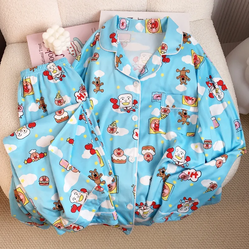 Anpanman Comfortable Home Clothing Outable Suit Long Sleeved Pants Kawaii Cartoon Clothes Cute Holiday Gifts for Boys and Girls