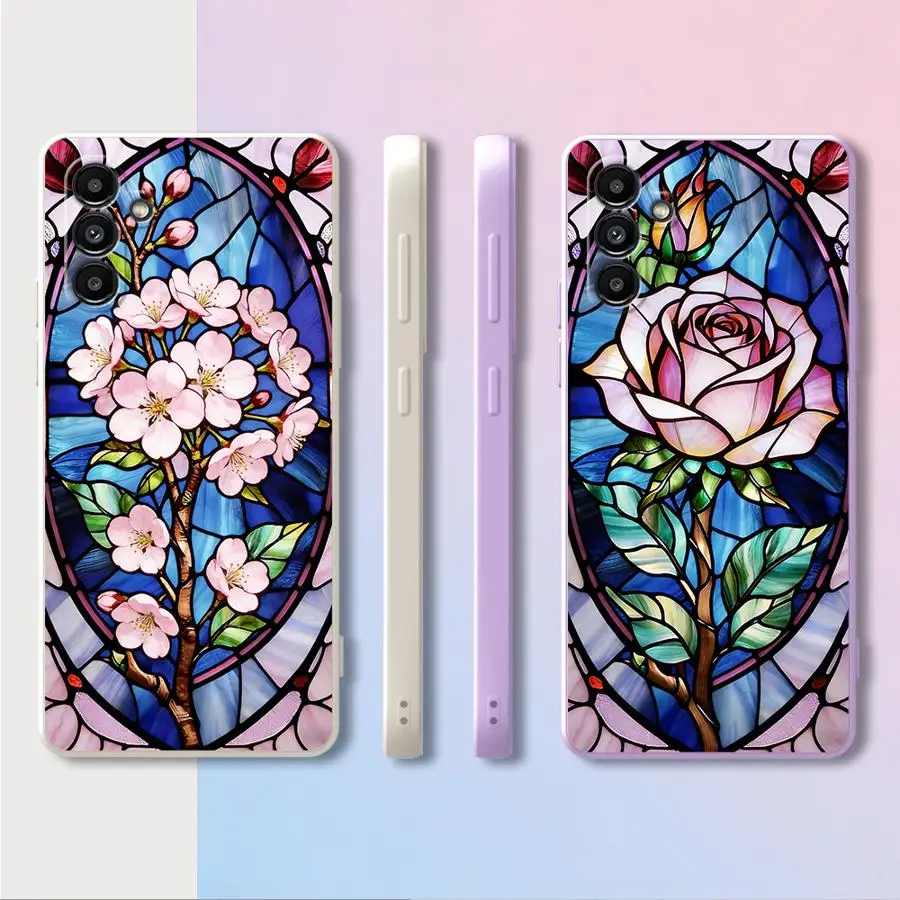 Phone Cover Case for Samsung Galaxy A34 A22 A52 A24 A51 A16 A35 A13 A14 A36 A26 A11 A12 A15 Colorful Window Flowers