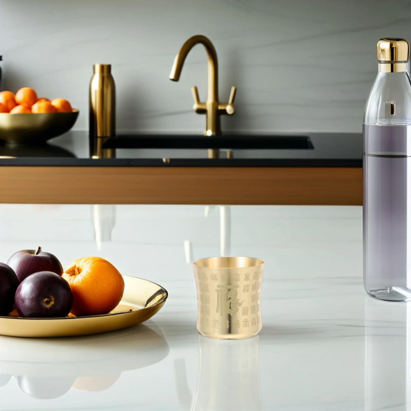 

2Pcs Chinese Retro Tea Cup Vintage Brass Design Multifunctional Use for Altar and Meditation Spaces Retro Goblet