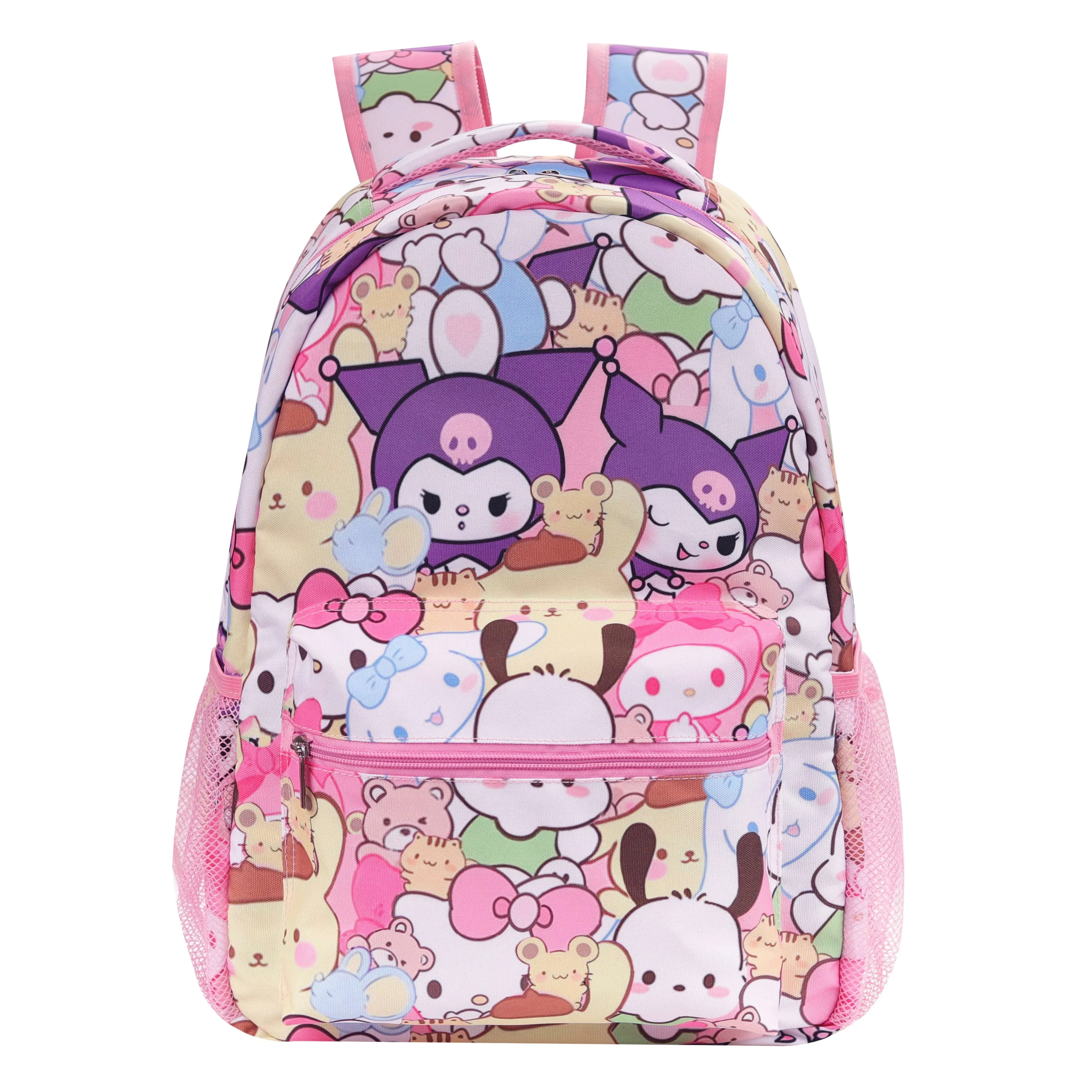 Plecak Hello Kitty Sanrio, Kuromi Cinnamoroll Cartoon Anime Lekki tornister o dużej pojemności, plecak na co dzień, torba podróżna