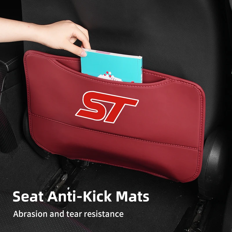 Car Leather Half-Cover Seat Anti-Kick Mats Pad Storage Pouch For Ford Fiesta Focus mk2 mk3 Ranger Mondeo mk4 S-MAX Kuga Mustang - view 3