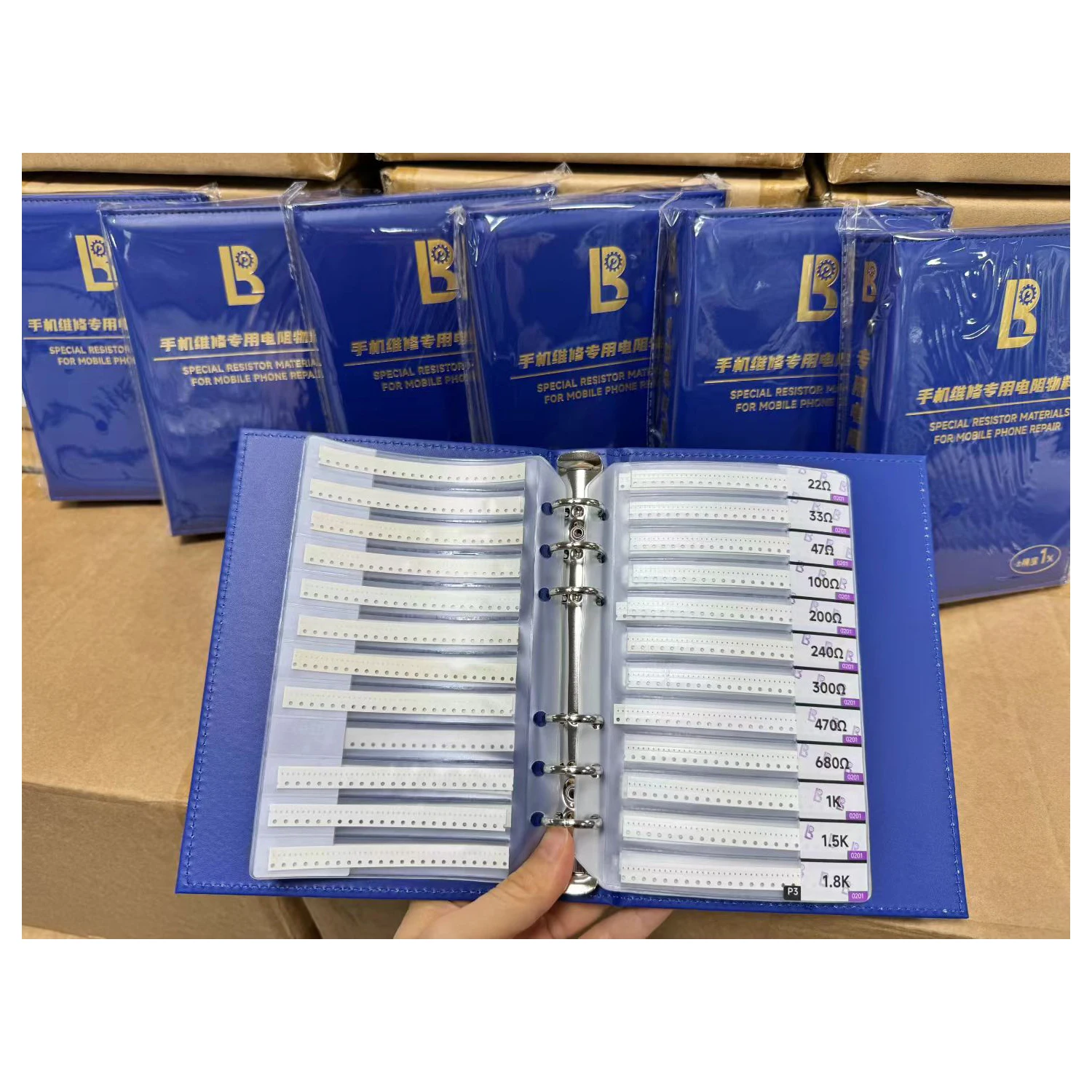 LB Tool SMD 01005 0201 Resistor Capacitor Material Book 0R to 10M Component Assortment Kit Phone Repair Tools For Engineers