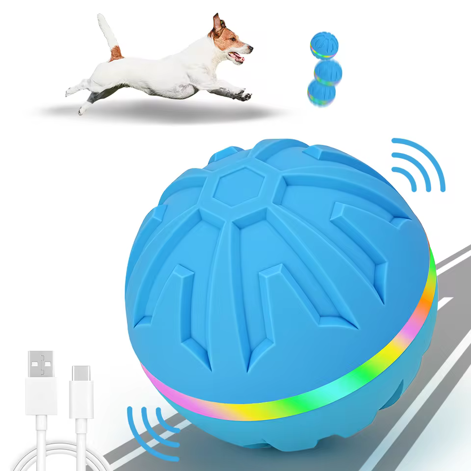 Electronic Dog Ball with Remote- LED Light Up Glow in Dark | Interactive Fetch Play Toy for Aggressive Chewers