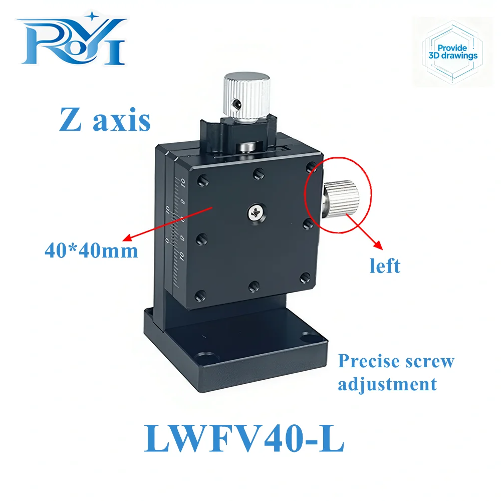 Z‑Axis 40mm Dovetail Groove Sliding Table LWFV40 Precision Screw Adjust Displacement Platform for Lab Optical Positioning