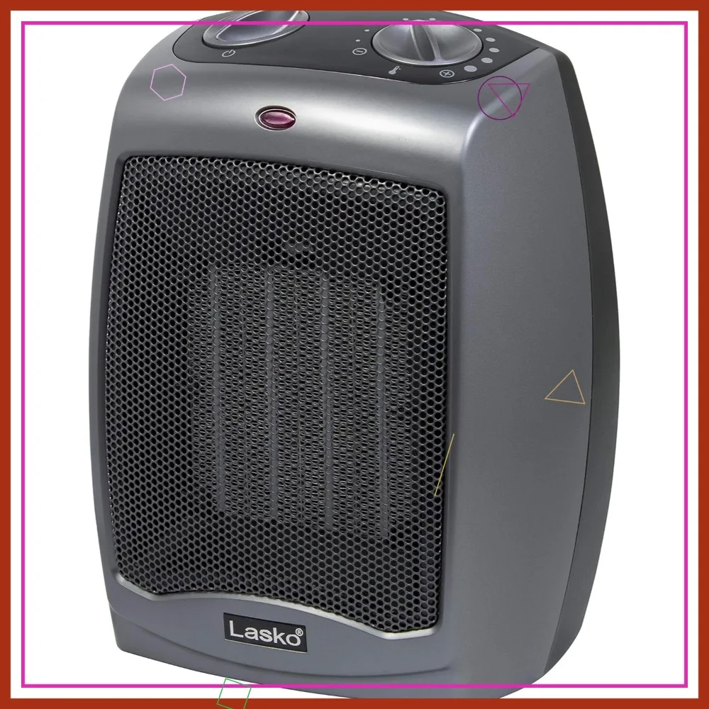 

Portable Ceramic Space Heater with Safety Features, 1500W, 2 Speeds, Thermostat, Dark Gray for Home Use