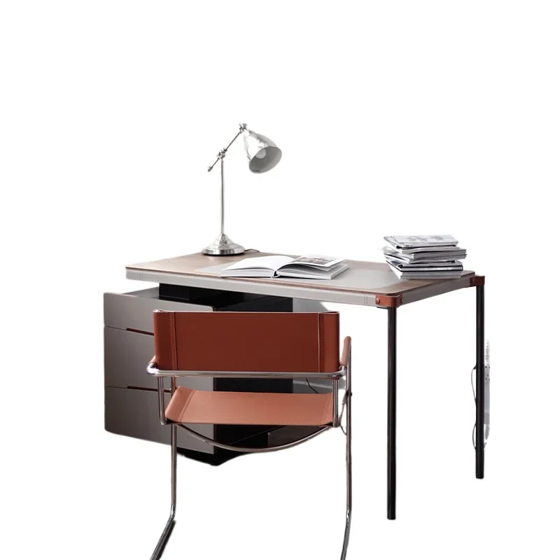 

Italian light luxury leather desk computer, combination desk simple writing desk