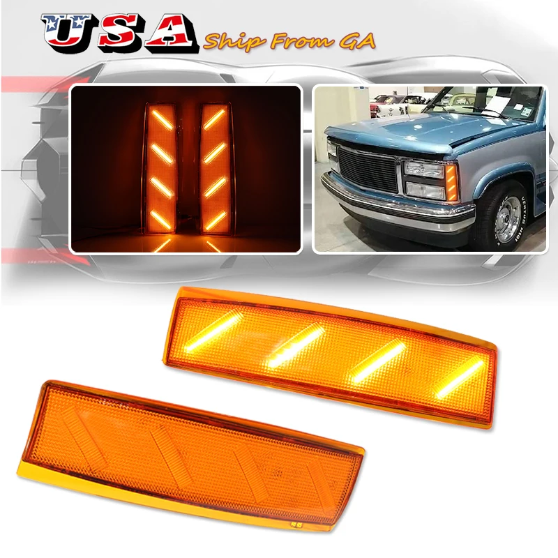 

2PCS For 1988-1993 GMC C1500 C2500 C3500 K1500 K2500 K3500 Yukon Front Side Marker Corner Lights Turn Signal Light Assembly