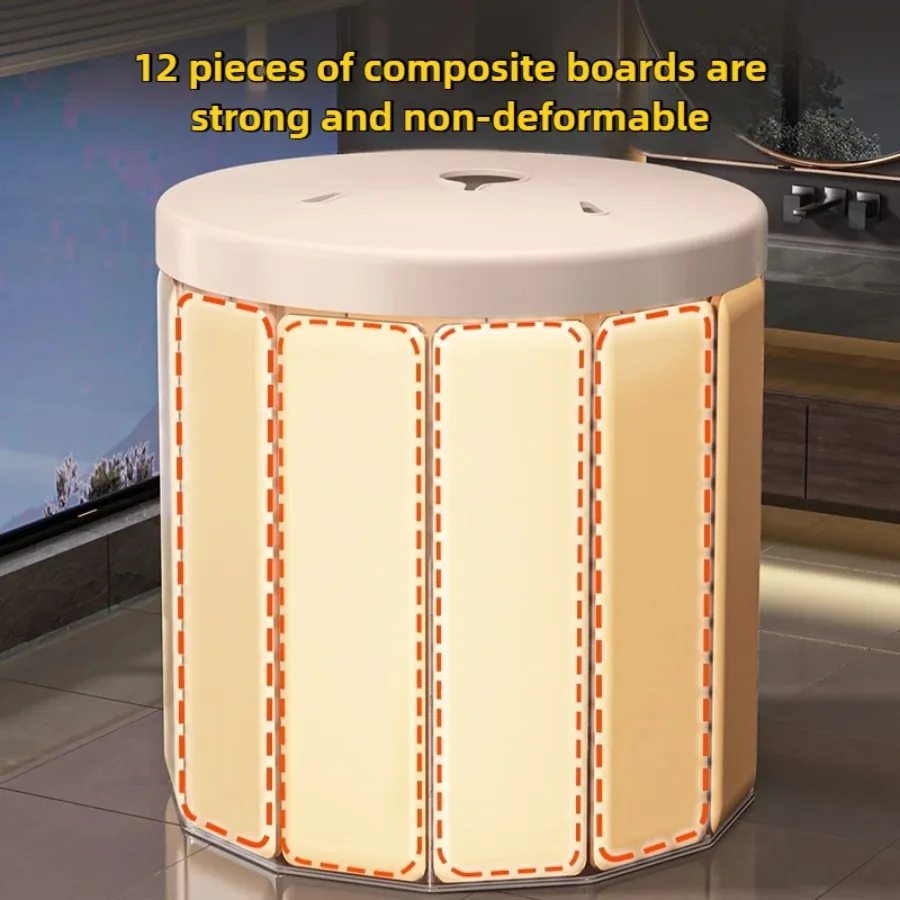 حوض استحمام جديد قابل للطي للبالغين، للاستخدام المنزلي، حوض استحمام مع غطاء عازل، حوض استحمام كامل الجسم للحمام الشتوي، سبا #3