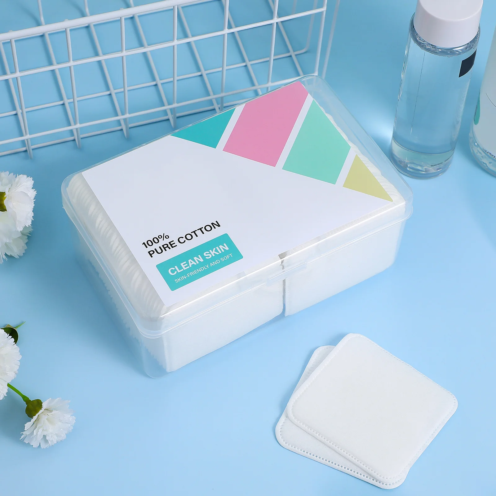 

80 pcs Cotton Pads Facial Toner Rounds Disposable Square Thickened Soft Absorbent Makeup Remover Skincare Cleaning