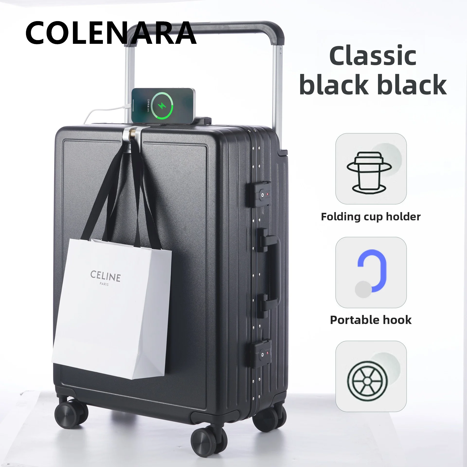 COLENARA PC Suitcase USB Charging Multifunctional Trolley Case Women's Combination Case 20