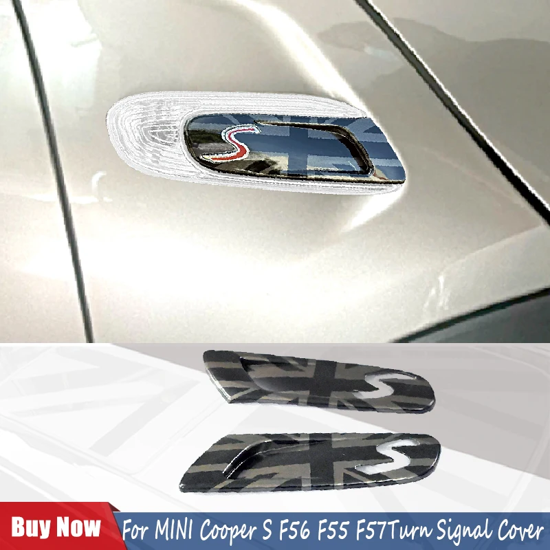 

The Black Flag For MINI Cooper S F56 F55 F57 Car Side Fender Marker Light Housing Cover Accessories 2Pcs/Set