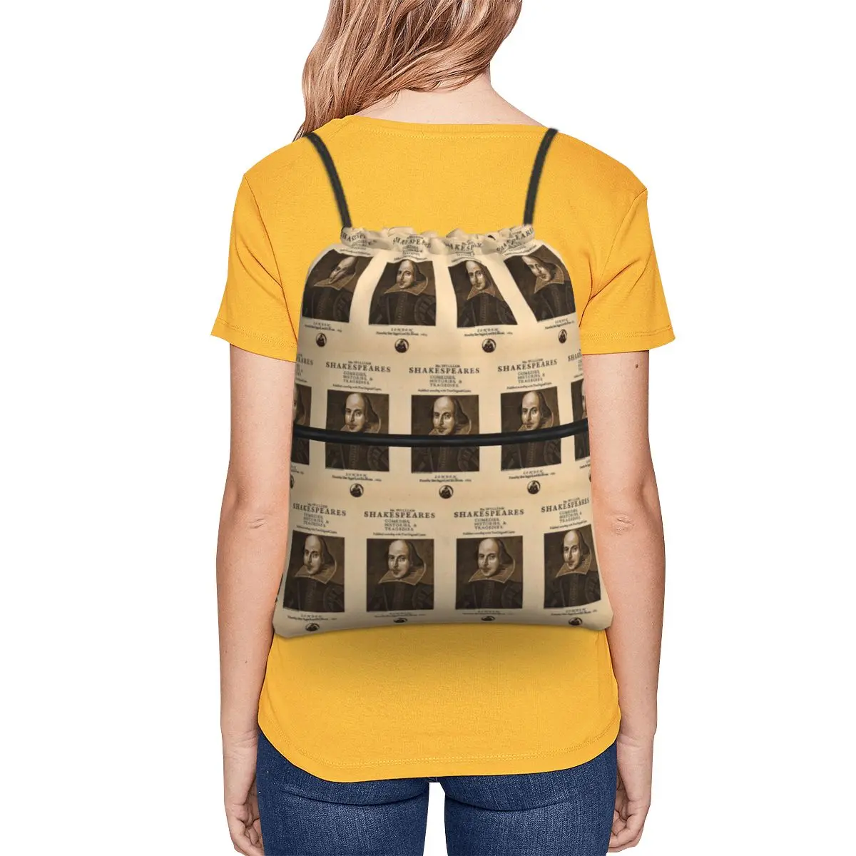 Shakespeare First Folio Front Piece Backpacks Portable Drawstring Bags Sports Bag Book Bags for Travel Students