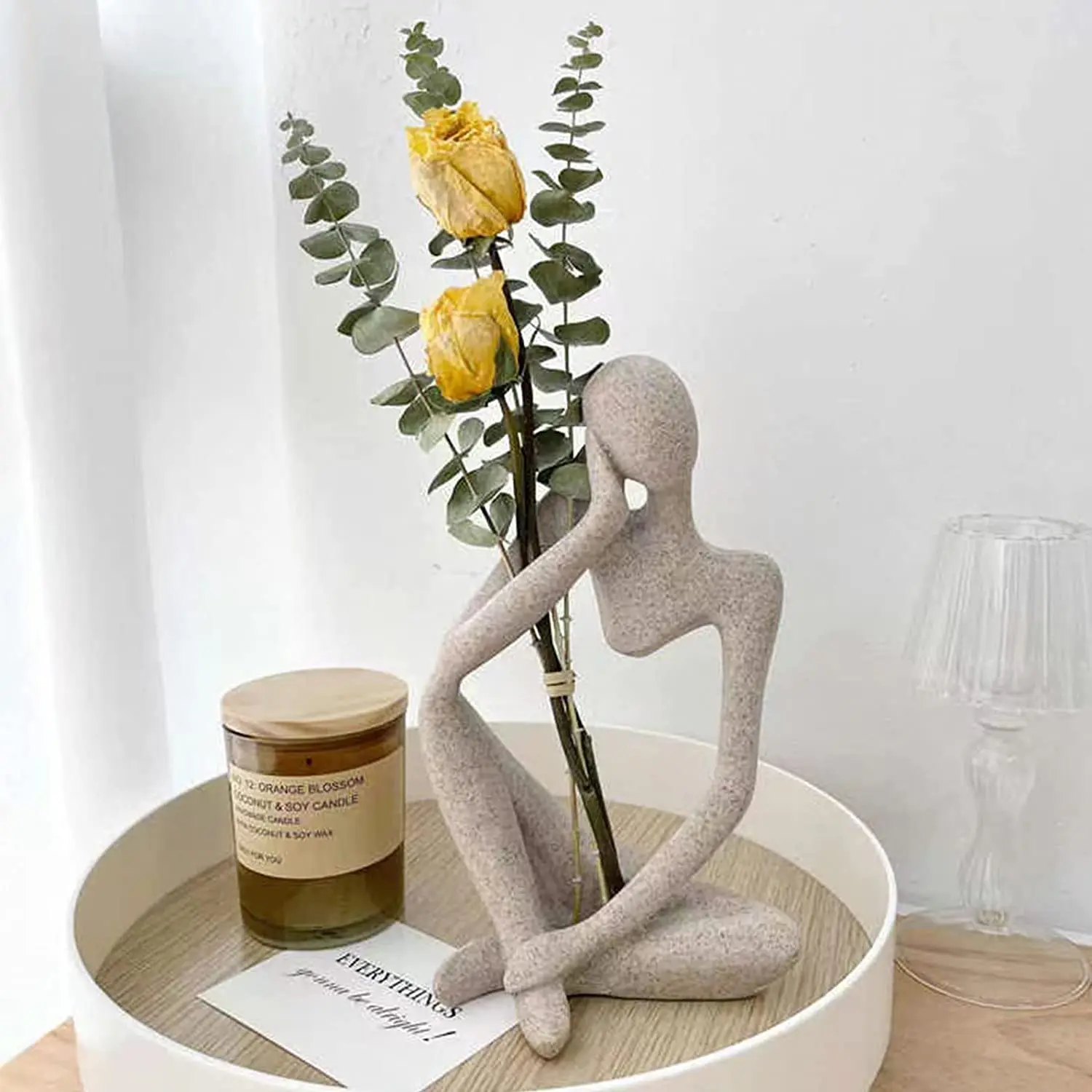 

Modern Style Home Living Room Dining Table Decoration Thinker Sandstone Resin Statue Ornaments Housewarming Gift