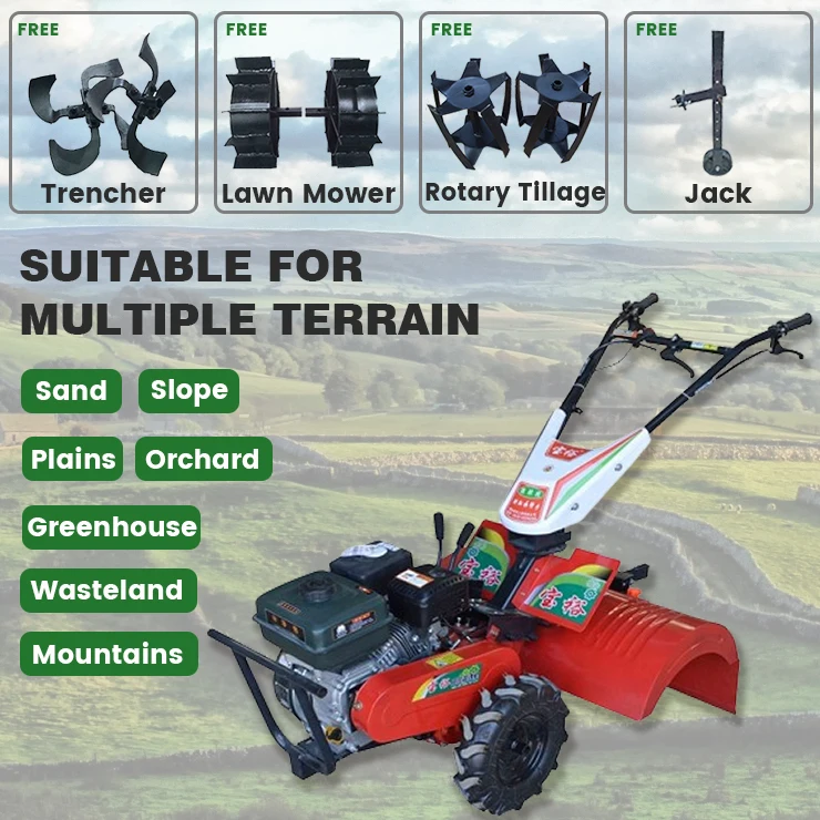 Farm Multifunction 7Hp/9Hp  Power Micro Rotary Soil Tiller Weeder Cultivator Ditching And Cultivating Machine