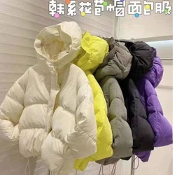 2023 Winter Chic Hooded Down Cotton Puffer Parka Coats Women Loose Solid Thicken Warm Jacket Female New Fashion Zippers Outwear