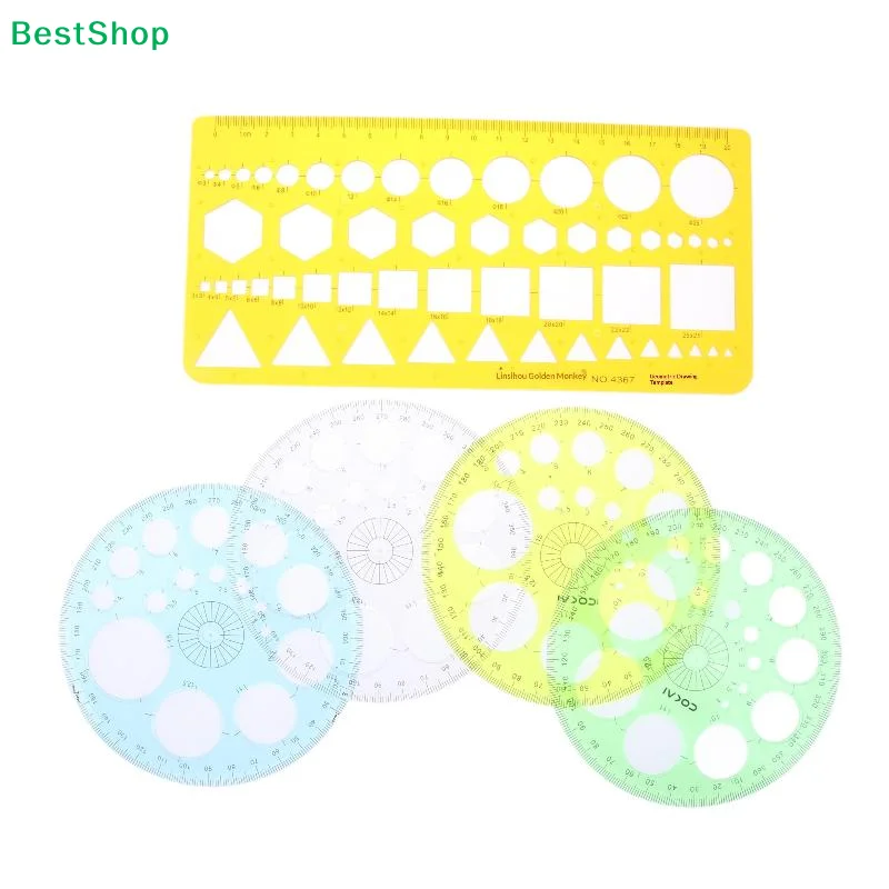 360° Protractor & Circle Stencil - Multi-Function Geometry Ruler for Drawing & Measuring