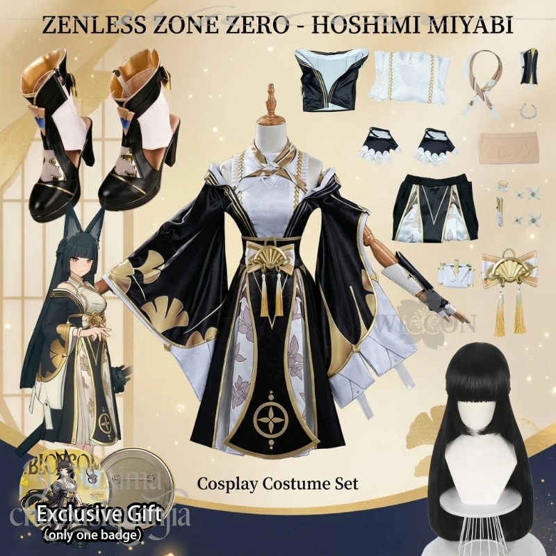 Hoshimi Miyabi Dignified Blossom Nouvelle tenue Robe de style chinois Perruques Accessoires d'oreilles en fourrure Chaussures Cosplay Anime Jeu Zenless Zone Zero